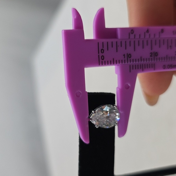 NWT, Kenneth Jay Lane CZ, Silver Pear Shaped Earrings, Stud Post - Picture 5 of 6